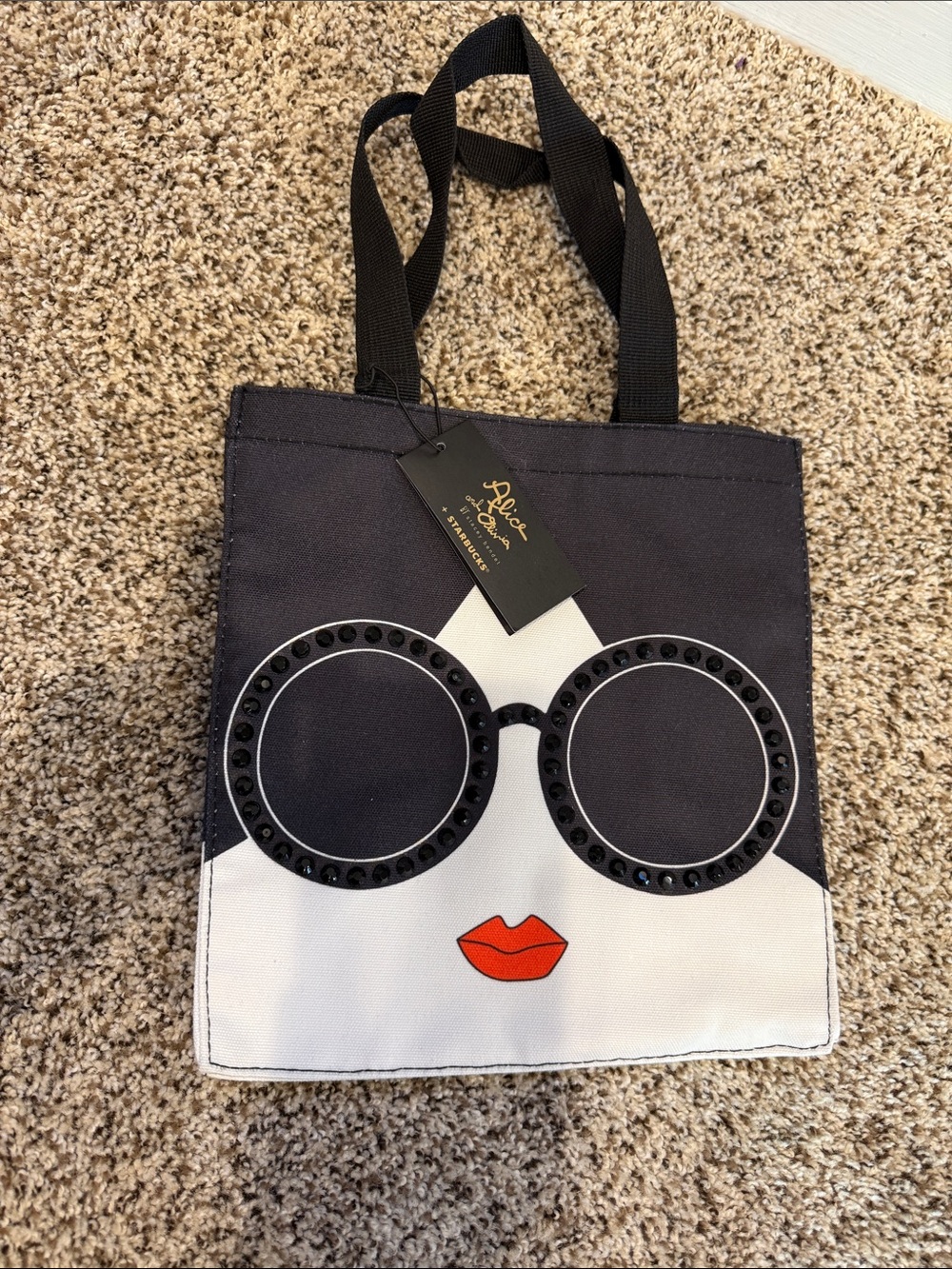 Alice + Olivia Stace Face Black Tote wreusable shopping bag handbag NWT